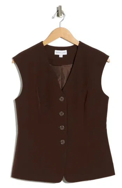 Gemma + Jane V-neck Vest In Brown