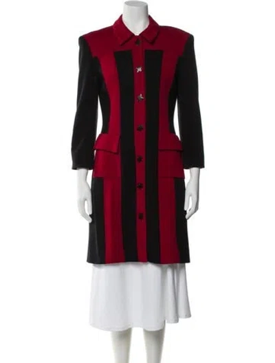 Pre-owned Gemma Kahng Wool Colorblock Pattern Coat In Red