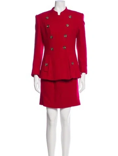 Pre-owned Gemma Kahng Wool Skirt Set In Red