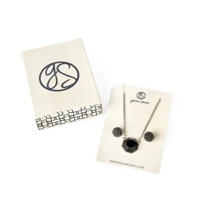 Gemma Simone Necklace & Black Earrings Set In Silver/black