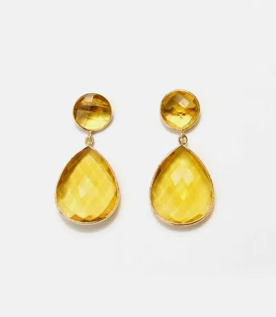 Gemmart Usa Women's Teardrop Gemstone Drop Earrings In Citrine In Yellow