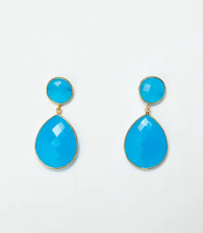 Gemmart Usa Women's Teardrop Gemstone Drop Earrings In Sky Blue In Multi