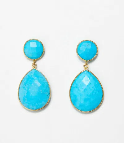 Gemmart Usa Women's Teardrop Gemstone Drop Earrings In Turquoise In Blue