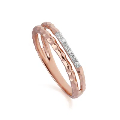 Gemondo Women's Diamond Pavé Double Ring Band In 9ct Rose Gold In Pink