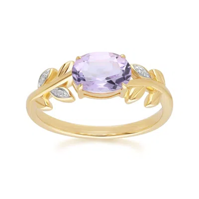 Gemondo Women's Gold / Pink / Purple Pink Amethyst & Diamond Ring In Yellow Gold In Burgundy