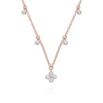 Gemondo Women's Rose Gold Diamond Flowers Choker Necklace In Pink