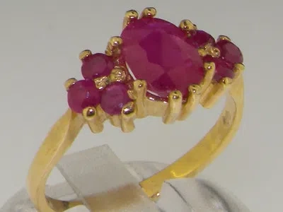 Pre-owned Gems Of America 10k Yellow Gold Natural Ruby Womens Classic Ring - Sizes 4 To 12 In Red