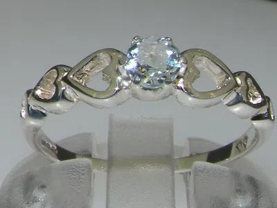 Pre-owned Gems Of America 9ct White Gold Natural Aquamarine Womens Solitaire Ring - Sizes 4 To 12 In Blue