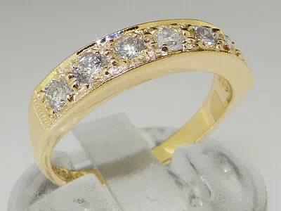 Pre-owned Gems Of America Solid 10k .417 Yellow Gold White Cubic Zirconia Womens Band Ring - Sizes 4 To 12 In White/colorless