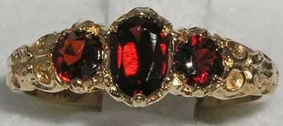 Pre-owned Gems Of America Solid 10k Yellow Gold Natural Garnet Womens Trilogy Ring - Sizes 4 To 12 In Red
