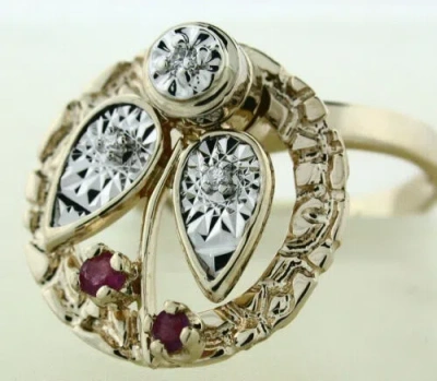 Pre-owned Gems4me Circle And Flower Petal Motion Ring With Diamonds - Fl822n