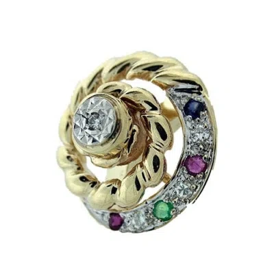 Pre-owned Gems4me Motion Ring 14k Gold Diamond Precious Stones - Fl883