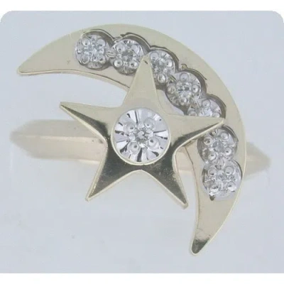 Pre-owned Gems4me Star & Moon Motion Ring With Diamonds - Fl815