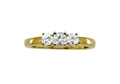 Pre-owned Gems4me Three Diamonds Anniversary Ring 14k Yellow Gold - 1/2 Ct Diamond Size In White