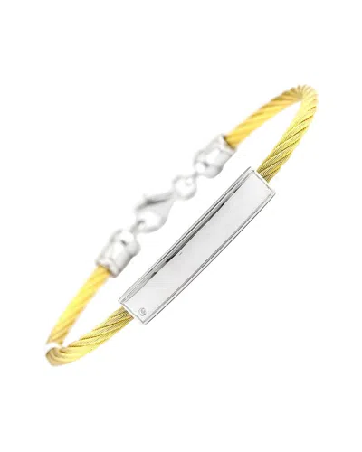 GEMSTONES 0.01 CT. TW. DIAMOND SILVER BANGLE