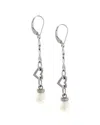 Gemstones 0.02 Ct. Tw. Diamond & 6.5-7.5mm Pearl Silver Earrings