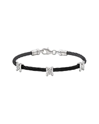 GEMSTONES 0.02 CT. TW. DIAMOND SILVER BANGLE