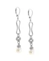 Gemstones 0.03 Ct. Tw. Diamond & 6.5-7.5mm Pearl Silver Earrings