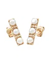 Gemstones 0.04 Ct. Tw. Diamond & 3-4mm Pearl 14k Earrings In Gold