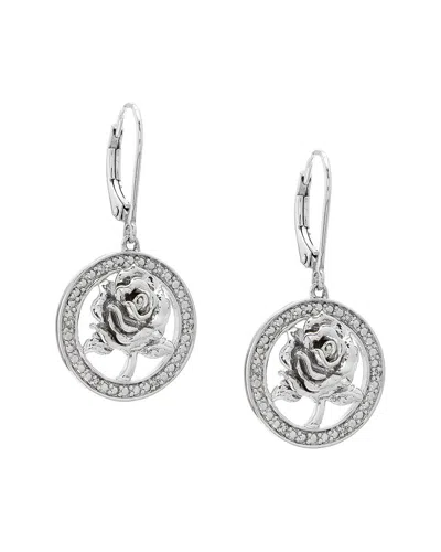 Gemstones 0.04 Ct. Tw. Diamond Silver Earrings In Neutral