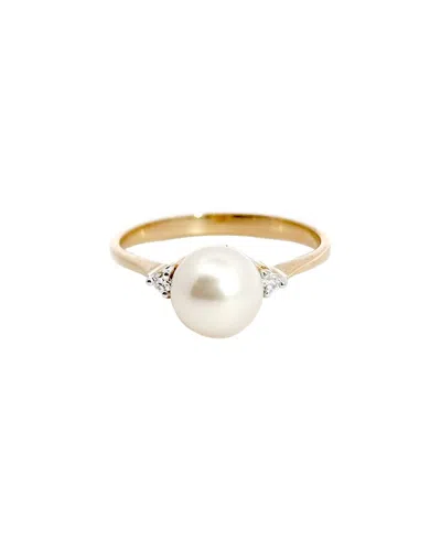 GEMSTONES 0.05 CT. TW. DIAMOND & 6-7MM PEARL 14K RING