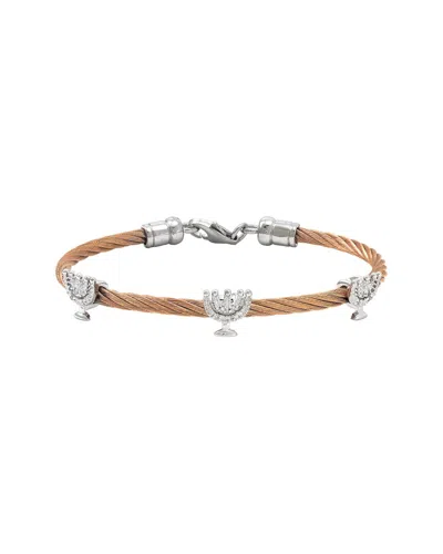 Gemstones 0.05 Ct. Tw. Diamond Silver Bangle In Gold