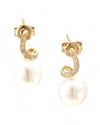 Gemstones 0.06 Ct. Tw. Diamond & 7-8mm Pearl 14k Earrings