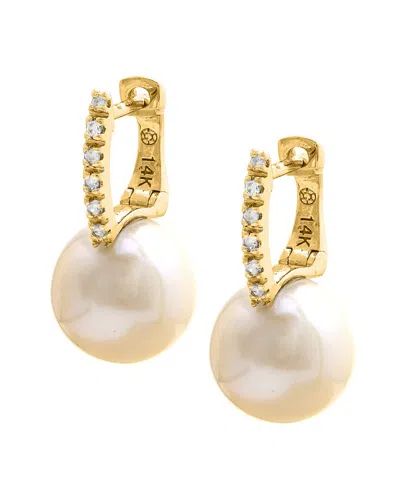 GEMSTONES 0.06 CT. TW. DIAMOND & 7-8MM PEARL 14K EARRINGS