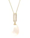 Gemstones 0.06 Ct. Tw. Diamond & 7-8mm Pearl 14k Necklace