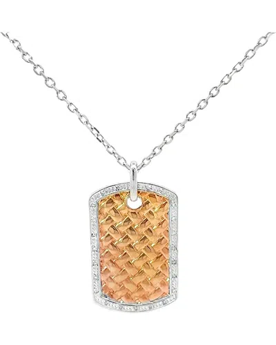 Gemstones 0.06 Ct. Tw. Diamond Silver Necklace In Gold