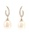 Gemstones 0.10 Ct. Tw. Diamond & 7-8mm Pearl 14k Earrings