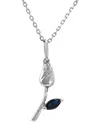 Gemstones 0.14 Ct. Tw. Sapphire Silver Necklace In Metallic