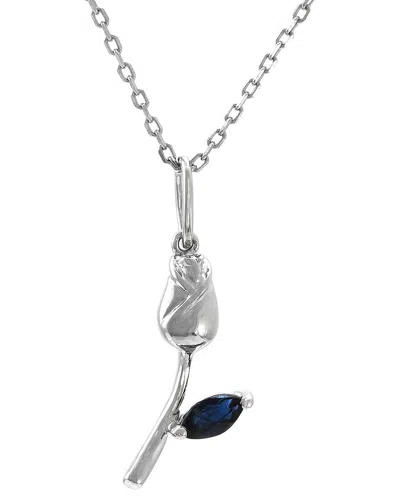 Gemstones 0.14 Ct. Tw. Sapphire Silver Necklace In Metallic