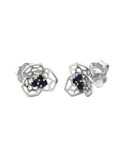 GEMSTONES 0.15 CT. TW. SAPPHIRE SILVER EARRINGS