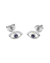 Gemstones 0.18 Ct. Tw. Diamond & Sapphire 14k Earrings In Silver