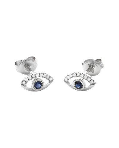 Gemstones 0.18 Ct. Tw. Diamond & Sapphire 14k Earrings In Silver