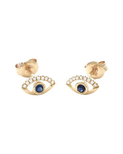 Gemstones 0.18 Ct. Tw. Diamond & Sapphire 14k Earrings In Gold