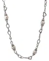 Gemstones 0.20 Ct. Tw. Diamond & 6-7mm Pearl Silver Necklace