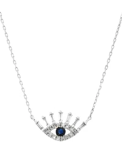 Gemstones 0.23 Ct. Tw. Diamond & Sapphire 14k Necklace In Metallic