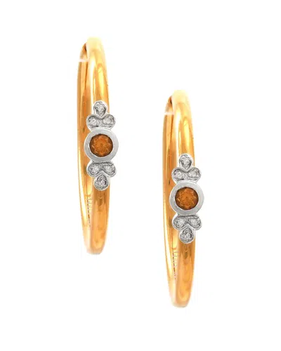 Gemstones 0.25 Ct. Tw. Diamond & Citrine Silver Earrings