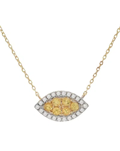 Gemstones 0.32 Ct. Tw. Diamond & Yellow Sapphire 14k Necklace In Gold