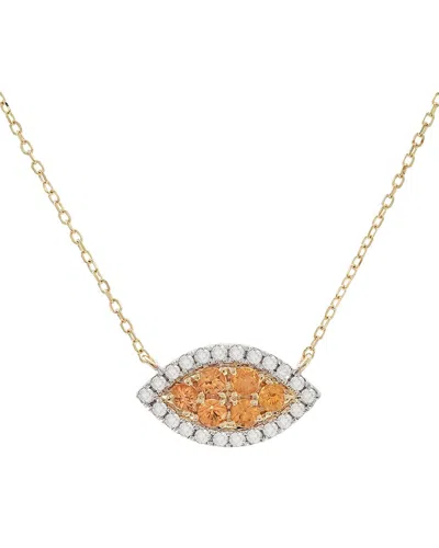 Gemstones 0.33 Ct. Tw. Diamond & Orange Sapphire 14k Necklace In Gold