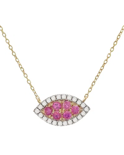 Gemstones 0.33 Ct. Tw. Diamond & Pink Sapphire 14k Necklace In Gold