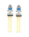 Gemstones 0.35 Ct. Tw. Diamond & Turquoise Silver Earrings