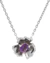 Gemstones 0.49 Ct. Tw. Diamond & Amethyst Silver Necklace In Metallic