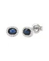 Gemstones 0.49 Ct. Tw. Diamond & Sapphire 14k Earrings In Blue