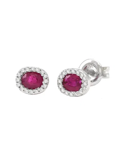 Gemstones 0.50 Ct. Tw. Diamond & Ruby 14k Earrings In Pink