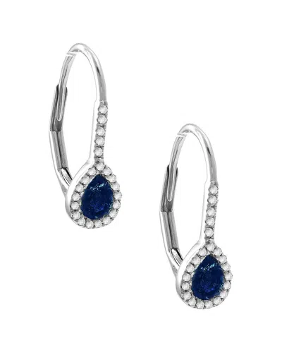 Gemstones 0.52 Ct. Tw. Diamond & Sapphire 14k Earrings In Blue