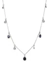 Gemstones 0.53 Ct. Tw. Diamond & Sapphire Silver Necklace In Metallic