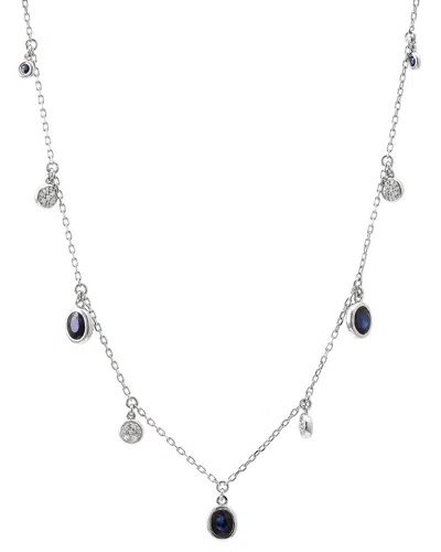 Gemstones 0.53 Ct. Tw. Diamond & Sapphire Silver Necklace In Metallic